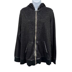 Zine Distressed Speckled Lightweight Full Zip Up Hooded Jacket Coat